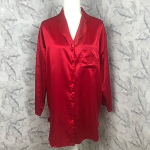 Victoria’s Secret Red Satin Night Gown Shirt